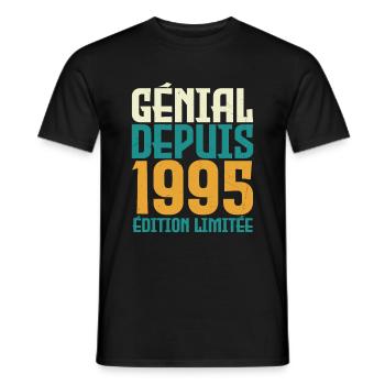 Génial depuis 1995 - T-shirt homme - noir - Devant - AI Model Male 178 light (178cm)