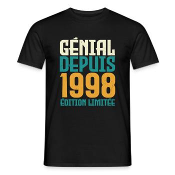 Génial depuis 1998 - T-shirt homme - noir - Devant - AI Model Male 178 light (178cm)