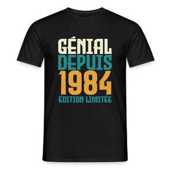 Génial depuis 1984 - T-shirt homme - noir - Devant - AI Model Male 178 light (178cm)