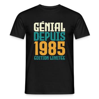 Génial depuis 1985 - T-shirt homme - noir - Devant - AI Model Male 178 light (178cm)