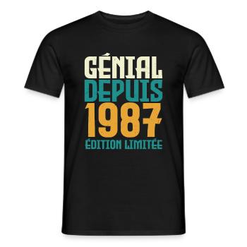 Génial depuis 1987 - T-shirt homme - noir - Devant - AI Model Male 178 light (178cm)