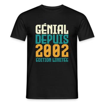 Génial depuis 2002 - T-shirt homme - noir - Devant - AI Model Male 178 light (178cm)