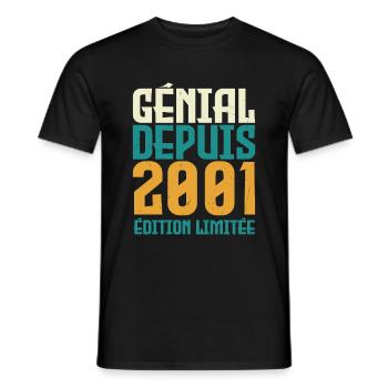 Génial depuis 2001 - T-shirt homme - noir - Devant - AI Model Male 178 light (178cm)