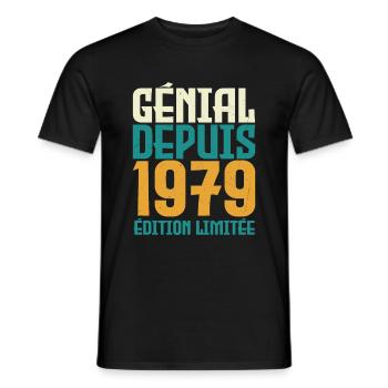 Génial depuis 1979 - T-shirt homme - noir - Devant - AI Model Male 178 light (178cm)