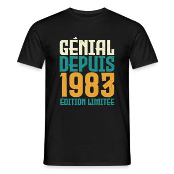 Génial depuis 1983 - T-shirt homme - noir - Devant - AI Model Male 178 light (178cm)