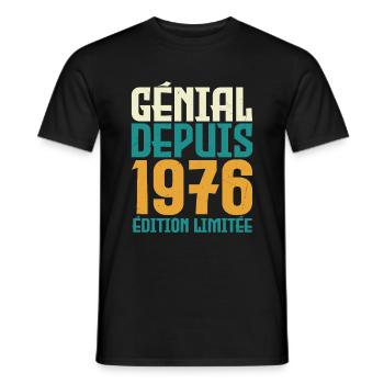 Génial depuis 1976 - T-shirt homme - noir - Devant - AI Model Male 178 light (178cm)