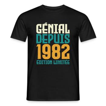 Génial depuis 1982 - T-shirt homme - noir - Devant - AI Model Male 178 light (178cm)
