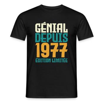 Génial depuis 1977 - T-shirt homme - noir - Devant - AI Model Male 178 light (178cm)