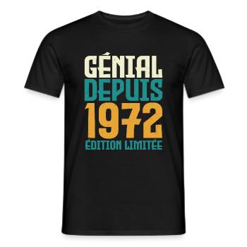Génial depuis 1972 - T-shirt homme - noir - Devant - AI Model Male 178 light (178cm)