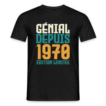 Génial depuis 1970 - T-shirt homme - noir - Devant - AI Model Male 178 light (178cm)