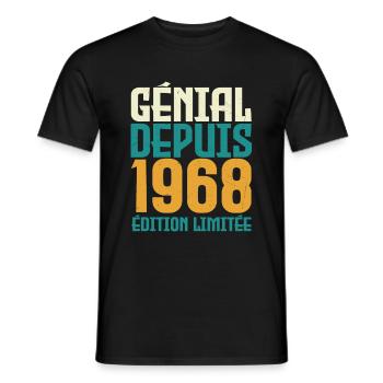 Génial depuis 1968 - T-shirt homme - noir - Devant - AI Model Male 178 light (178cm)