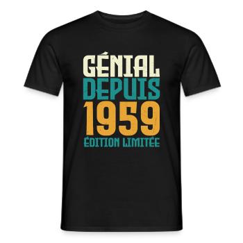 Génial depuis 1959 - T-shirt homme - noir - Devant - AI Model Male 178 light (178cm)