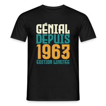 Génial depuis 1963 - T-shirt homme - noir - Devant - AI Model Male 178 light (178cm)