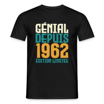 Génial depuis 1962 - T-shirt homme - noir - Devant - AI Model Male 178 light (178cm)