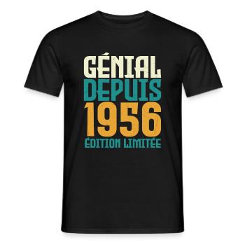 Génial depuis 1956 - T-shirt homme - noir - Devant - AI Model Male 178 light (178cm)