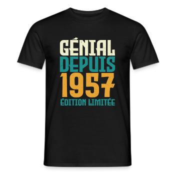 Génial depuis 1957 - T-shirt homme - noir - Devant - AI Model Male 178 light (178cm)