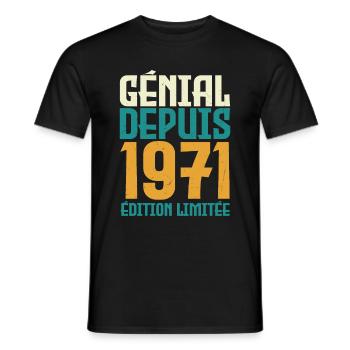 génial depuis 1971 - né en 1971 - anniversaire - T-shirt homme - noir - Devant - AI Model Male 178 light (178cm)