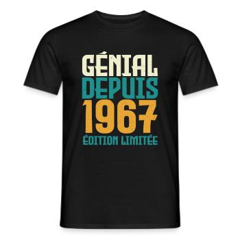 Génial depuis 1967 - T-shirt homme - noir - Devant - AI Model Male 178 light (178cm)