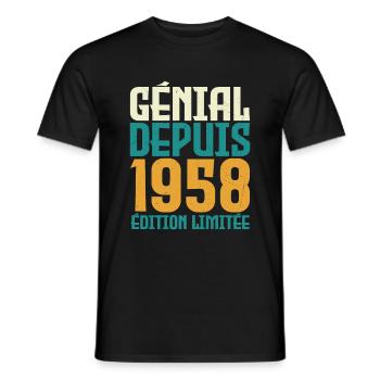 Génial depuis 1958 - T-shirt homme - noir - Devant - AI Model Male 178 light (178cm)