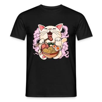Ramen essende Katze Kawaii Anime Baka japanisches - Männer T-Shirt - Schwarz - Vorne - AI Model Male 178 light (178cm)