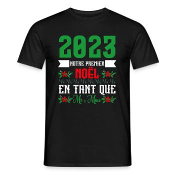 Notre premier Noël en tant que M. et Mme 2023 - T-shirt homme - noir - Devant - AI Model Male 178 light (178cm)