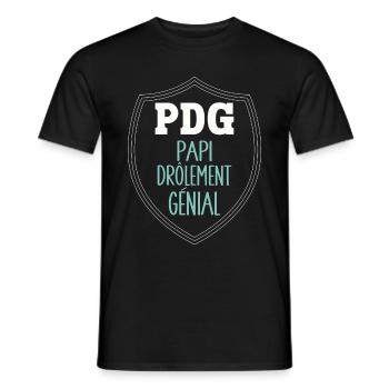 PDG Papi Idée Cadeau Fête Des Grands-Pères - T-shirt homme - noir - Devant - AI Model Male 178 light (178cm)