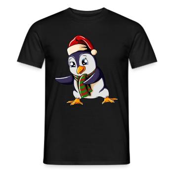 Pinguin mit Weihnachtsmütze Floss Tanz Weihnachten - Männer T-Shirt - Schwarz - Vorne - AI Model Male 178 light (178cm)