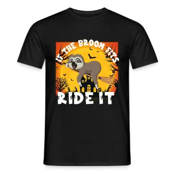 If The Broom Fits, Ride It Halloween Sloth - Men's T-Shirt - black - Front - AI Model Male 178 light (178cm)