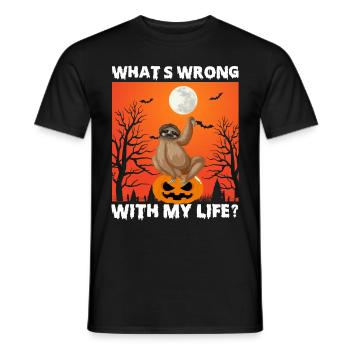 Le paresseux d’Halloween, qui dit quoi avec ma vie - T-shirt homme - noir - Devant - AI Model Male 178 light (178cm)