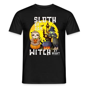 Sloth By Day Witch By Night - Costume d’Halloween - T-shirt homme - noir - Devant - AI Model Male 178 light (178cm)