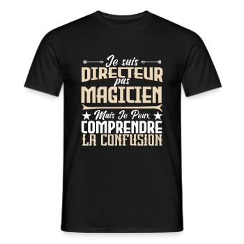 je suis Directeur pas magicien - T-shirt homme - noir - Devant - AI Model Male 178 light (178cm)