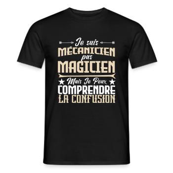 Je suis mécanicien pas magicien - T-shirt homme - noir - Devant - AI Model Male 178 light (178cm)