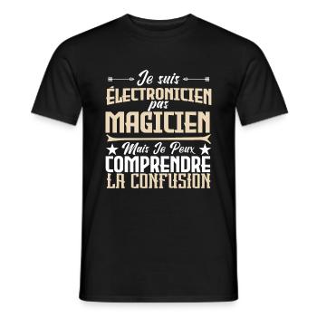 Je suis électricien, pas magicien - T-shirt homme - noir - Devant - AI Model Male 178 light (178cm)