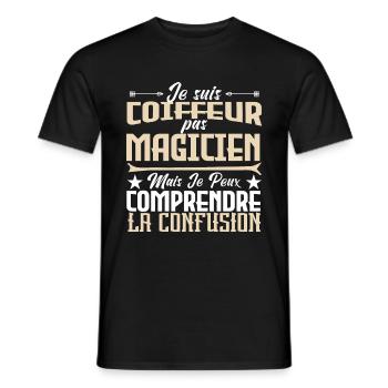 Je suis Coiffeur pas Magicien. - T-shirt homme - noir - Devant - AI Model Male 178 light (178cm)