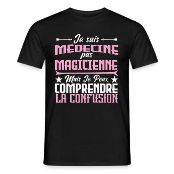 Je suis médecine, pas magicienne - T-shirt homme - noir - Devant - AI Model Male 178 light (178cm)