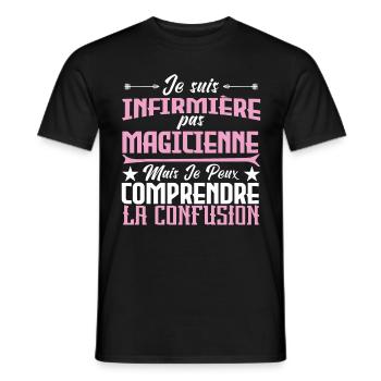humour je suis infirmière pas magicienne - T-shirt homme - noir - Devant - AI Model Male 178 light (178cm)