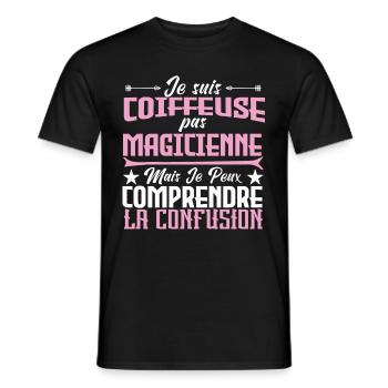 je suis Coiffeuse pas magicienne - T-shirt homme - noir - Devant - AI Model Male 178 light (178cm)