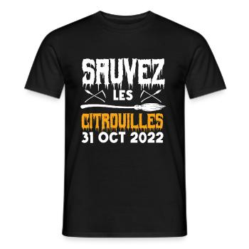 sauver les citrouilles 31 oct 2022 - T-shirt homme - noir - Devant - AI Model Male 178 light (178cm)