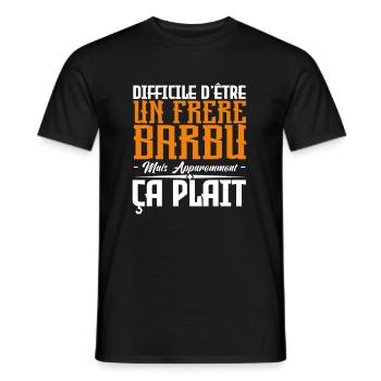 frère barbu, citations barbe, Idée cadeau frère. - T-shirt homme - noir - Devant - AI Model Male 178 light (178cm)