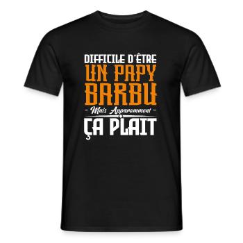 papy barbu, citations barbe, Idée cadeau papy - T-shirt homme - noir - Devant - AI Model Male 178 light (178cm)