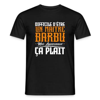 maitre barbu, citations barbe, cadeau maitre - T-shirt homme - noir - Devant - AI Model Male 178 light (178cm)