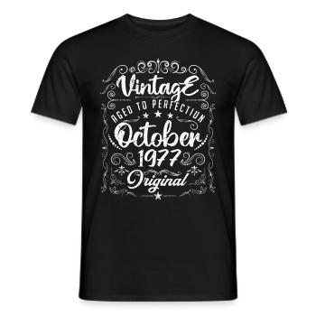 Vintage BORN IN OCTOBER 1977- anniversary gift. - T-shirt homme - noir - Devant - AI Model Male 178 light (178cm)