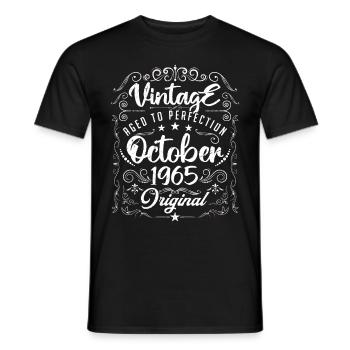 Vintage born in October 1965. - Men's T-Shirt - black - Front - AI Model Male 178 light (178cm)