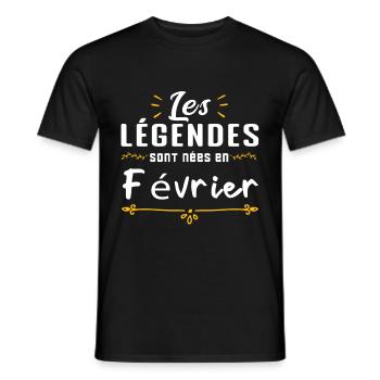 Les légendes sont nés en Février - T-shirt homme - noir - Devant - AI Model Male 178 light (178cm)