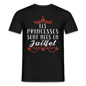 les princesses sont nées en Juillet. Cadeau annive - T-shirt homme - noir - Devant - AI Model Male 178 light (178cm)