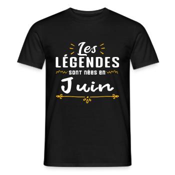 Les légendes sont nées en Juin. cadeau annive - T-shirt homme - noir - Devant - AI Model Male 178 light (178cm)