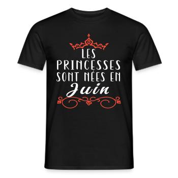 les princesses sont nées en Juin. Cadeau annive - T-shirt homme - noir - Devant - AI Model Male 178 light (178cm)
