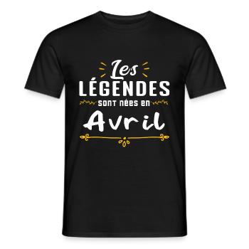 Les légendes sont nées en Avril. cadeau annive - T-shirt homme - noir - Devant - AI Model Male 178 light (178cm)