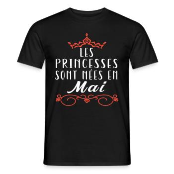 les princesses sont nées en Mai. Cadeau annive - T-shirt homme - noir - Devant - AI Model Male 178 light (178cm)