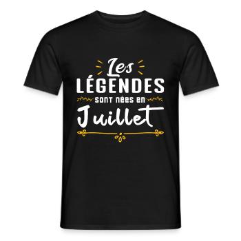Les légendes sont nés en Juillet - T-shirt homme - noir - Devant - AI Model Male 178 light (178cm)